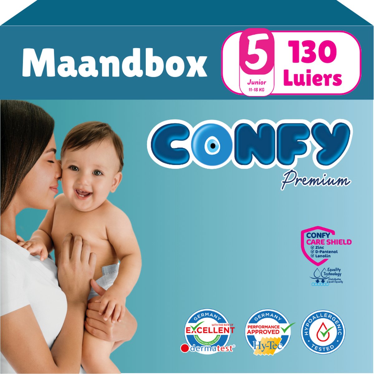 Goedkoopste Confy Premium - Maat 5 (11-18kg) - 130 luiers – Maandbox