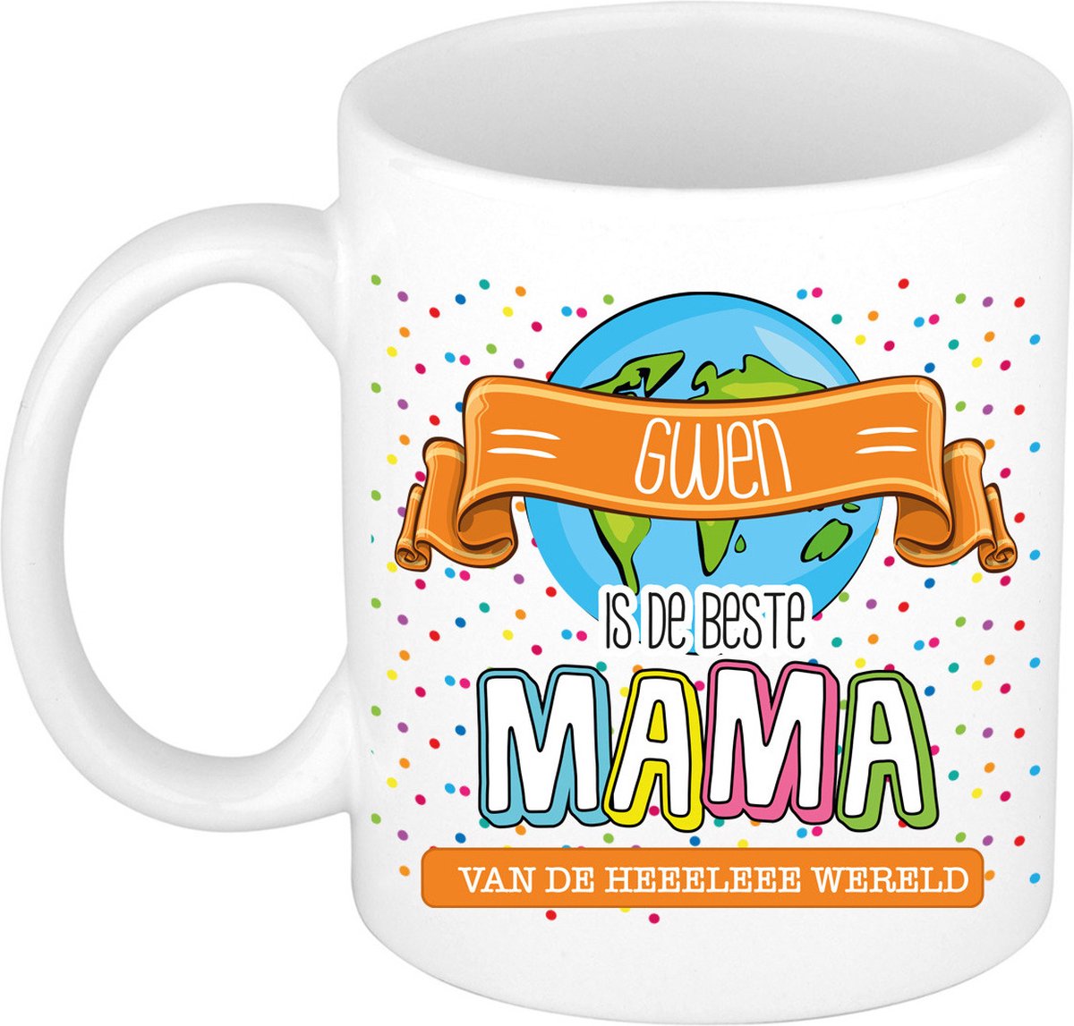 Bellatio Decorations Naam mok mama Gwen - wit - de beste - keramiek - 300 ml - Moederdag / verjaardag
