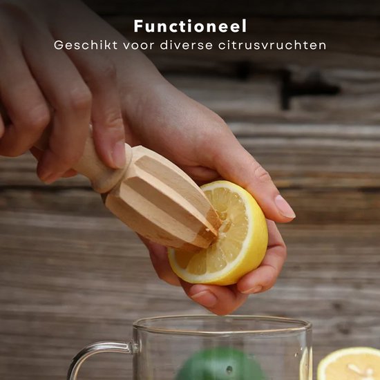 Handmatige Citruspers - Handpers - Citroenpers - Limoenpers - 15 cm - Beukenhout - Inclusief EBOOK van Merkloos — afbeelding 4