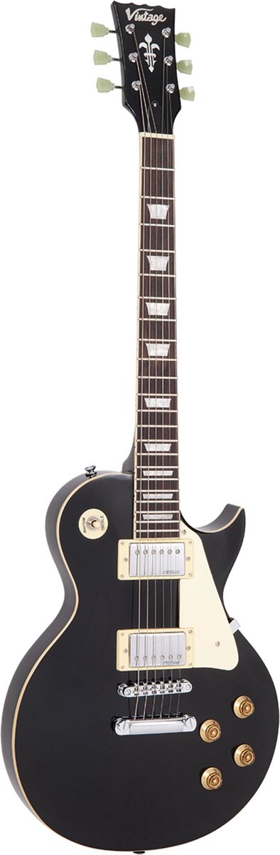 Vintage standaard Series V100BLK Gloss zwart - Single-cut elektrische gitaar