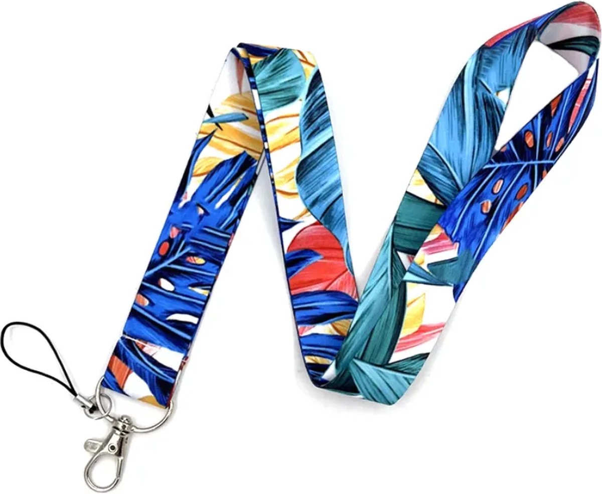 Travel Cords - Keycord Tropical Leafs - stevig lanyard - sleutelhanger - sleutelkoord - met telefoonkoord - sleutels