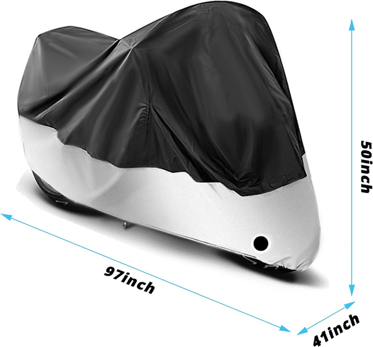 Motorhoes Waterdicht Buiten - 1 stuk - Universeel Motor en Scooter Hoes - 265 x 105 x 125 cm - XXXL - zwart - zilver - motorfiets hoes - regendicht - bescherming tegen de zon - stofdicht -motorfiets regenjas – foto 6