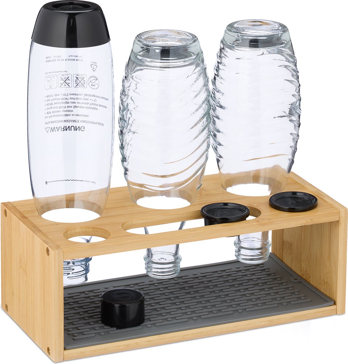 flessen droogrek - bamboe - voor 3 flessen - geschikt voor sodastream-flessen