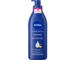 NIVEA Verzorgende Body Milk - met Hyaluronzuur Zachte Amandel Olie en Voedend serum - Body Melk met 72 Uur Hydratatie - Voor Droge tot Zeer Droge Huid - 400 ml