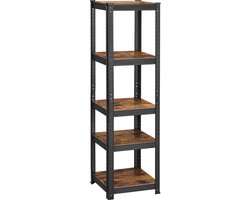 MIRA Home - Boekenkast - Industrieel - Woonkamer - Hout/Metaal - Grijs/Bruin - 74x24x190,5