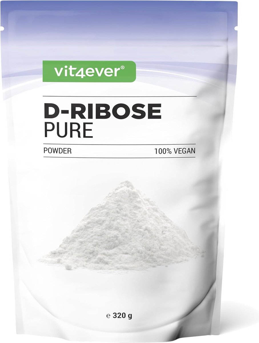 D-Ribose Poeder - 320 g - 80 dagelijkse porties met 4 g (2,6 maanden voorraad) - Natuurlijk uit fermentatie - Puur & zonder toevoegingen - Hoog gedoseerd - Natuurlijk - Veganistisch