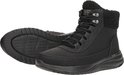 Zwarte Skechers laars met veters, bontkraag en platte zool.