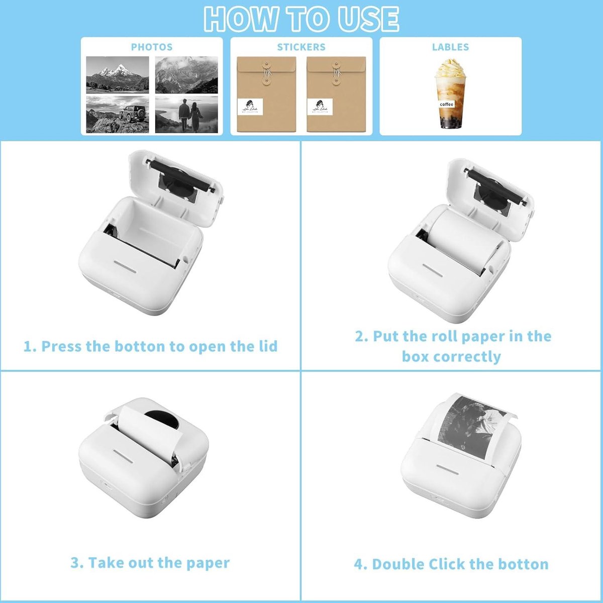 Draagbare Printer, mini Pocket Draadloze Bluetooth Thermische Printer, voor Android Ios Smartphone | NL Draagbare Printer, mini Pocket Draadloze Bluetooth Thermische Printer, voor Android Ios Smartphone | NL