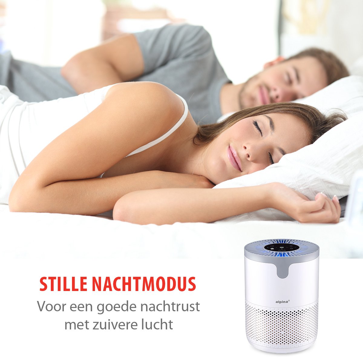 alpina Luchtreiniger met HEPA Filter H13 - Air Purifier met Ionisator voor Ruimtes 5-10 m2 - Lucht Reiniger 60 m³/h - Air Cleaner met 3 Snelheden - 230V/12W - Wit — afbeelding 5