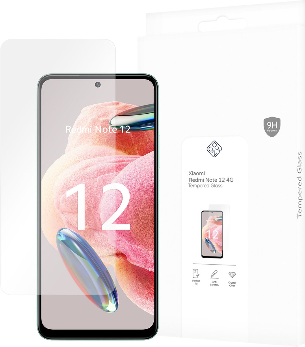 Cazy screenprotector geschikt voor Xiaomi Redmi Note 12 (4G) - Screenprotector Gehard Glas