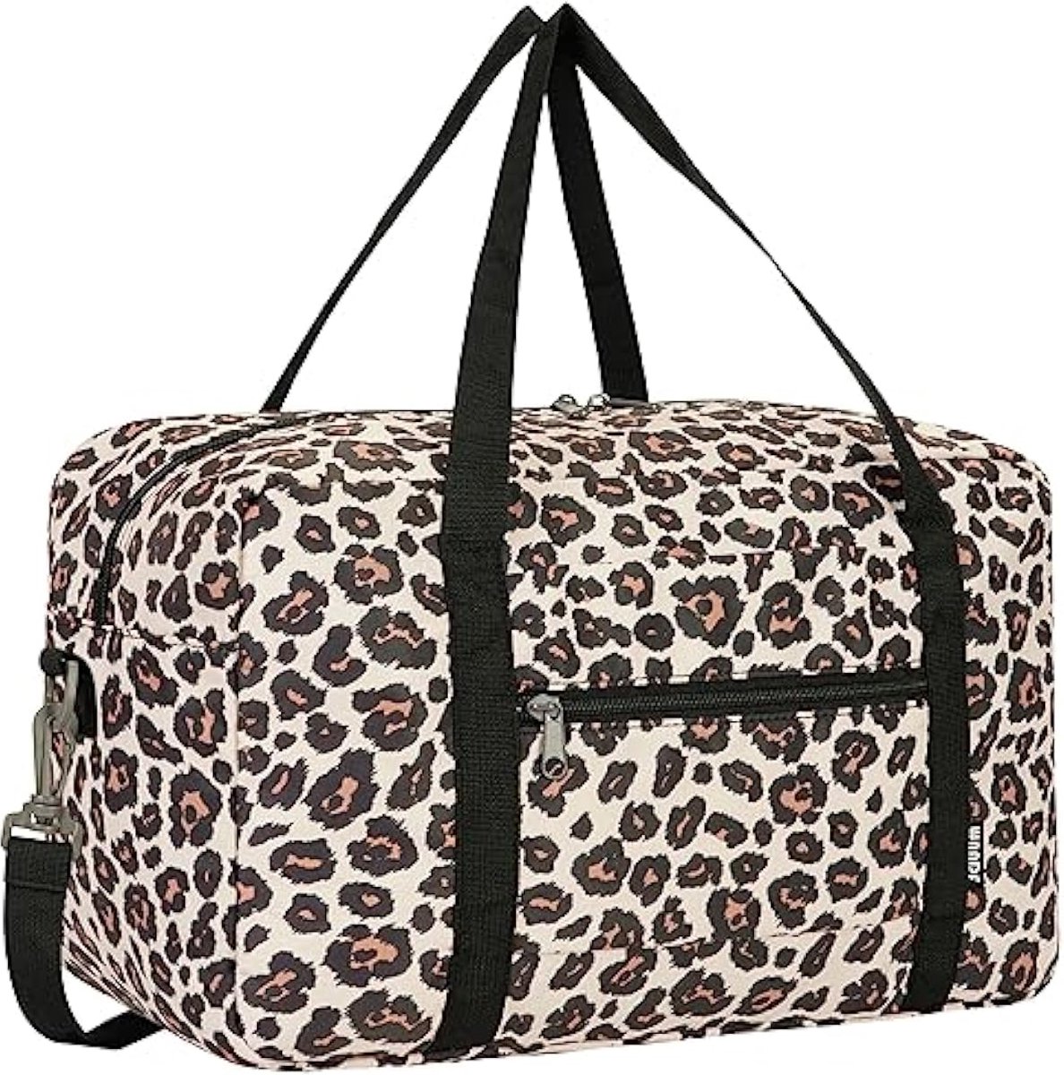 Homesy - Sporttas, Handbagagetas, Ziekehuistas, Weekendtas, Reistas 40x20x25cm - Wit luipaard 20L met Schouderband