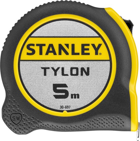 Stanley Tylon 5m rolbandmaat, zwart met geel accent.