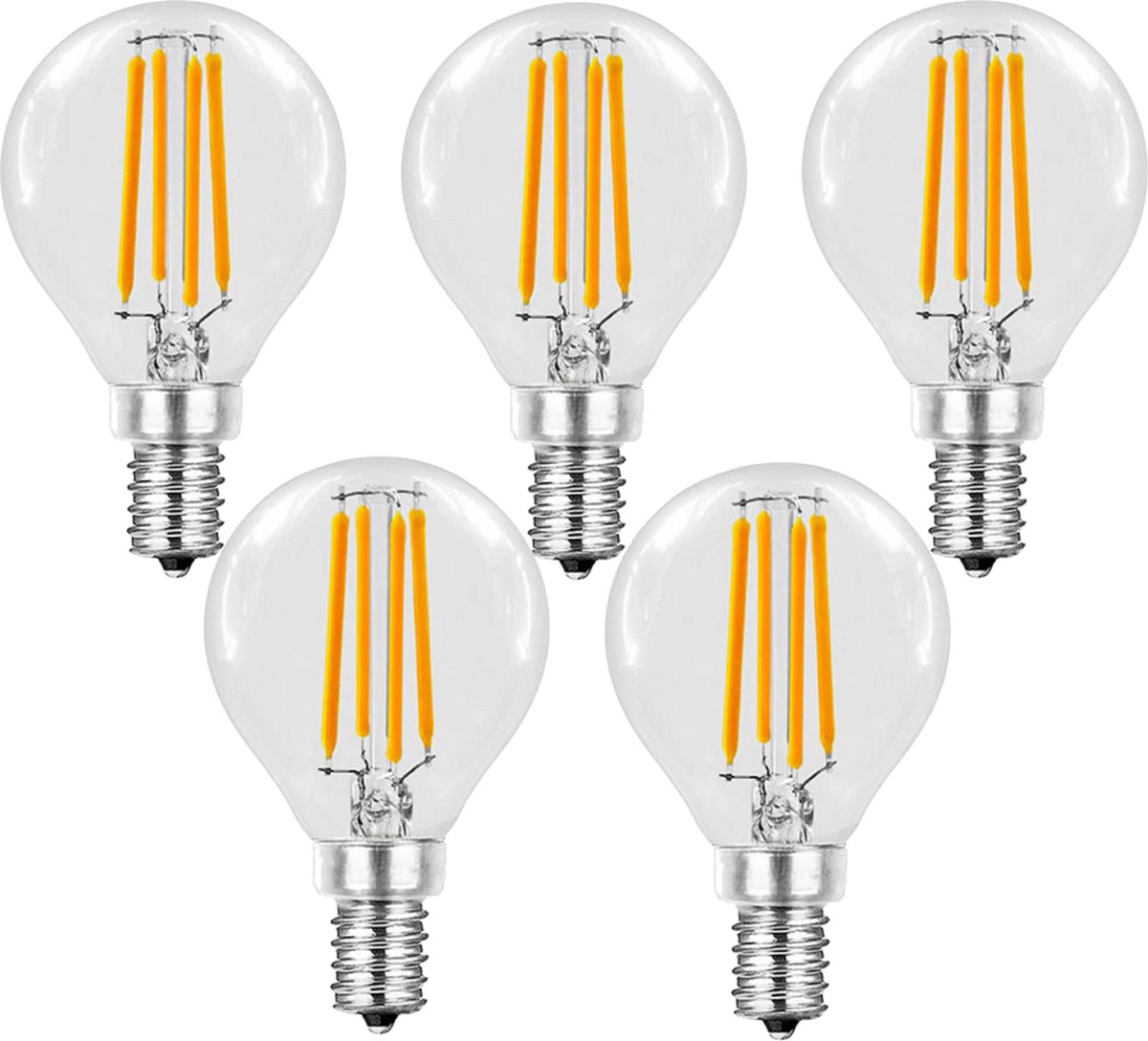 Trango Set van 5 E14004*5 LED Filament Globe Bulb 3-Levels Dimbaar - 4 Watt - 400 Lumen 2700K Warm Wit - Vervanging voor 40W Gloeilamp - Omnidirectionele LED Lamp met E14 Fitting Stralingshoek 360°