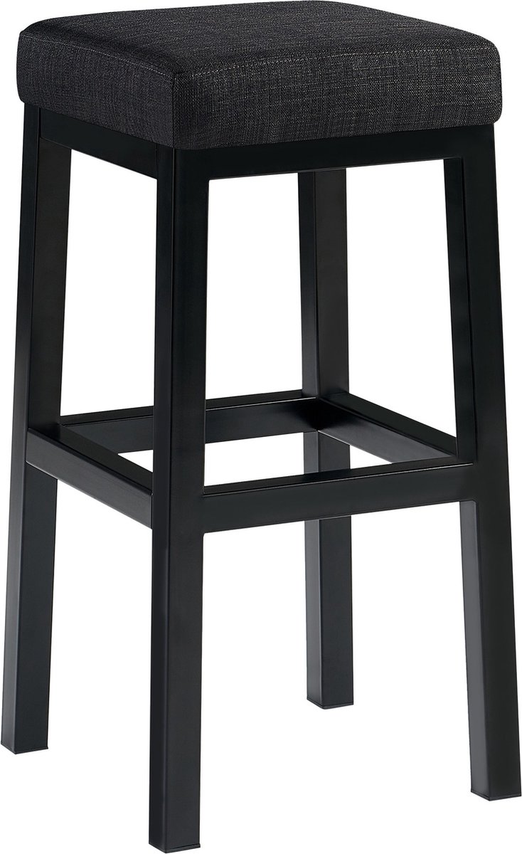 CLP Taylor Barkruk - zwart metalen frame - Zithoogte 78 cm - stof - donkergrijs/zwart