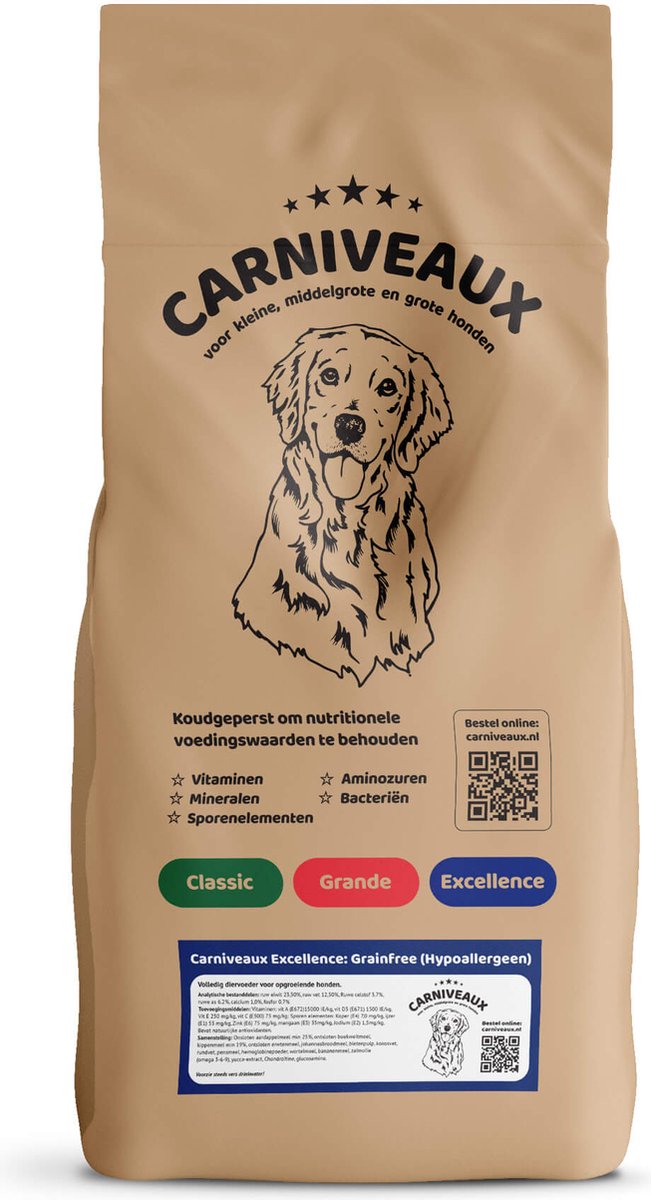 Carniveaux Excellence: Grainfree (hypoallergeen) - 15kg