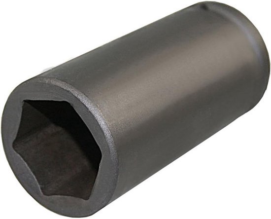 Clé à douille hexagonale en métal gris foncé.