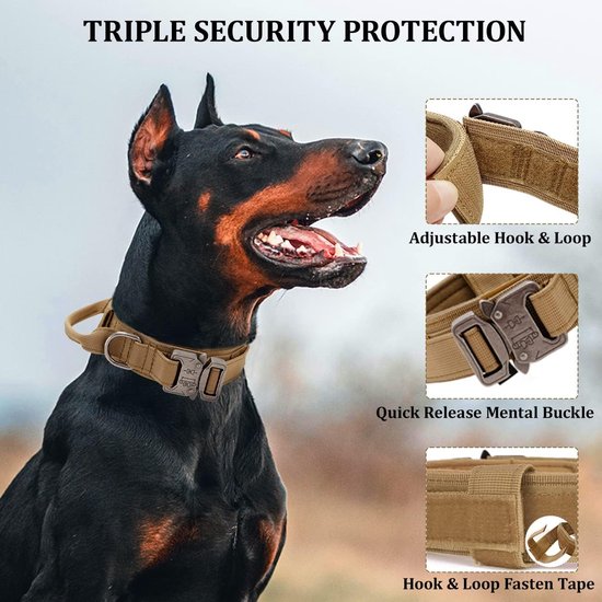 Collier tactique pour chien avec poignée réglable pour Chiens de taille moyenne et grande