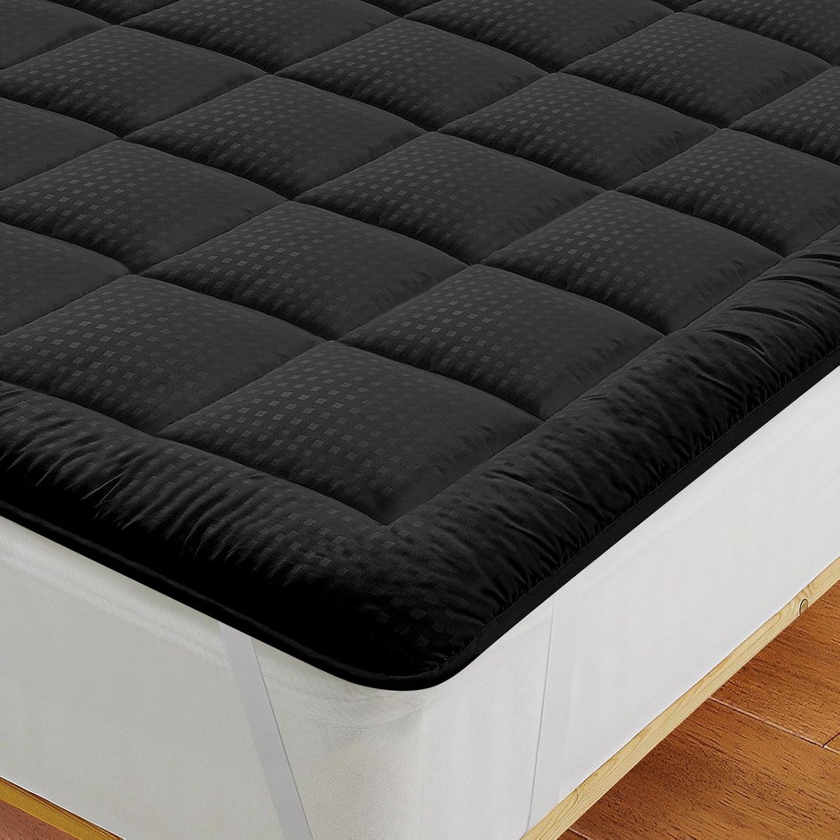 Matrasbeschermer, microvezel, 90 x 200 cm, matrasbeschermer voor matrassen, boxspring tot 20-30 cm, matrasbeschermhoezen, geschikt voor mensen met allergieën, donkergrijs