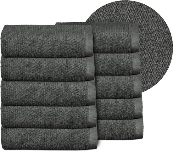 Twinzen Badjas Heren 100% Katoen - Badstof, Zacht, Absorberend, Oeko-Tex Gecertificeerd - Donkergrijs Maat M