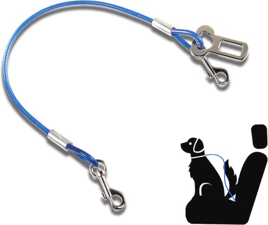 Fiyade 2 PACK autogordel voor honden, kauwbestendige staalkabelkabel hondenautoharnassen, hondenkettingkabelkabel, voertuigharnassen met dubbele clips en sluiting, 27,5 inch / 70 CM