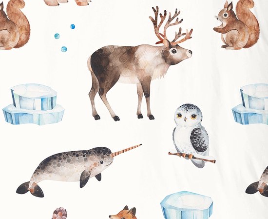 Good Morning Kinderdekbedovertrek "winterse dieren" - Multi - (140x200/220 cm) - Katoen Flanel van Good Morning — afbeelding 2