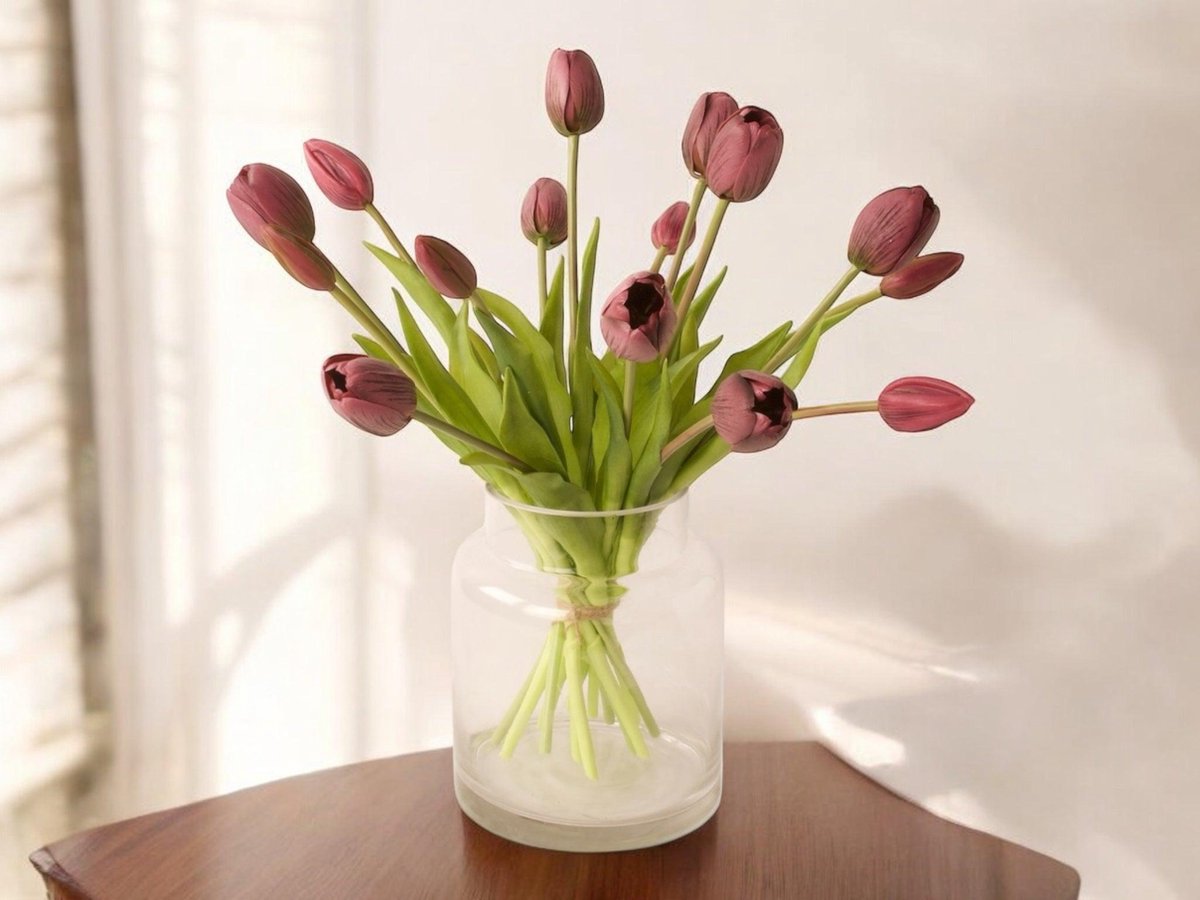 Winq Kunsttulpen In Mauve 15st- Kunstbloemen-ex. Vaas