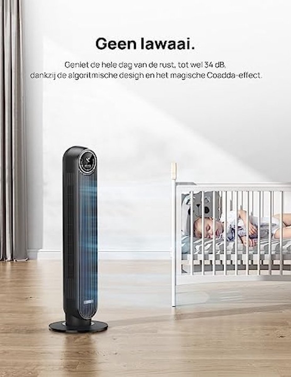 Dreo Ventilateur Colonne Silencieux Avec Alexa, 8,53 /s, Ventilateurs Tour Pour Grande Chabre