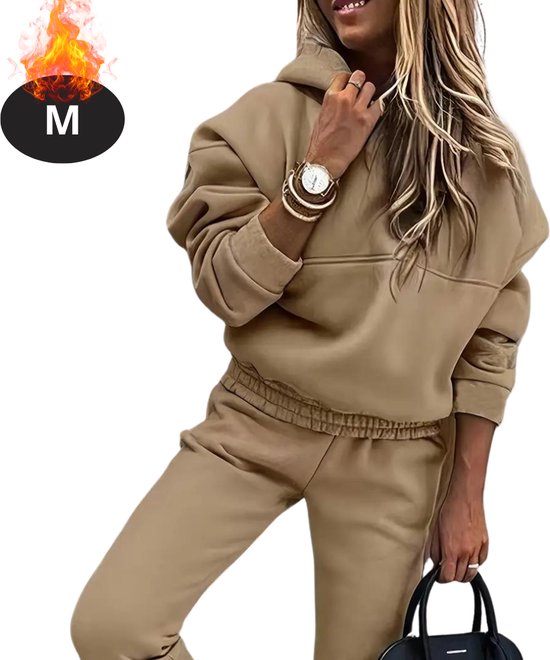 Livano Ensemble de jogging - Ensemble domicile - Adultes - Survêtement - Confortable - Pantalon de survêtement - Survêtement - Femme - Kaki - M