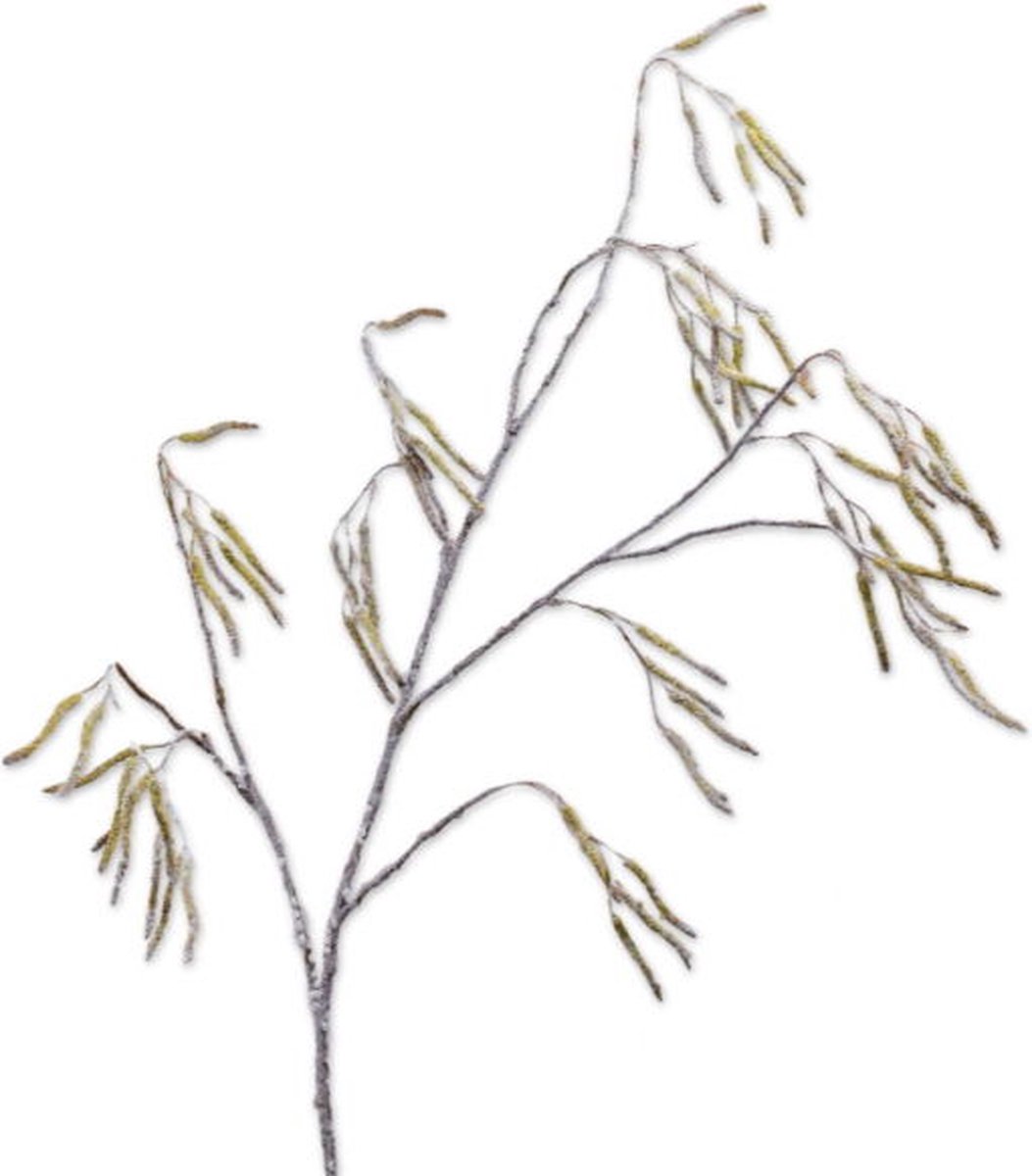 Silk-ka Kunstbloem-Zijde Bloemen Wilgentak Groen met sneeuw 121 cm