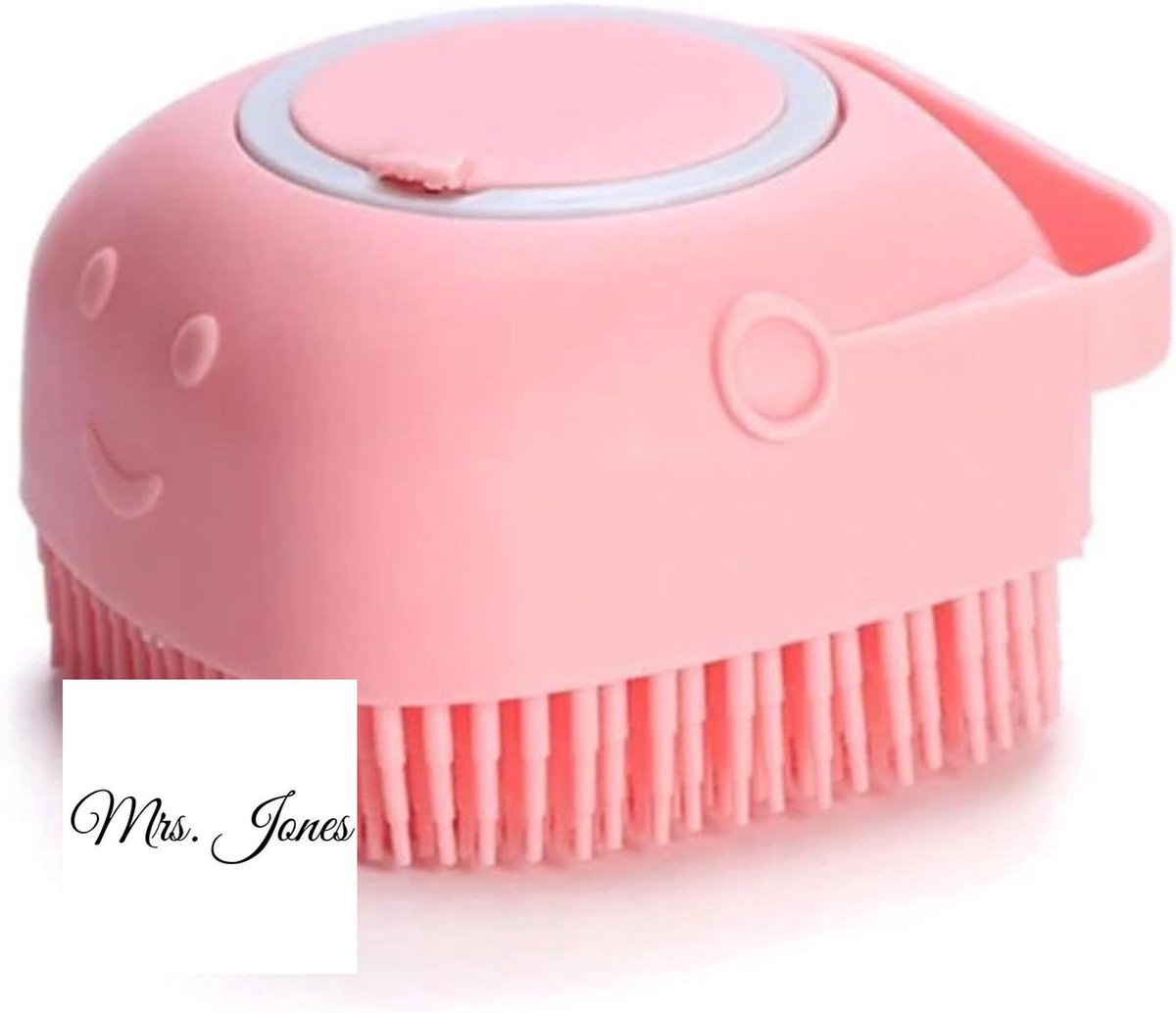 Mrs. Jones Badborstel voor honden en katten – siliconen – puppymassageborstel voor huisdieren – shampoodispenser (roze) .