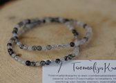 Toermalijn in Kwarts armband met 4mm kralen - edelstenen - Perfect cadeau voor mannen en vrouwen - Inclusief uitleg - Spiritueel - Black Tourmalie - Angst - Tegen straling - Ontspanning - Aarding - Stress - 100% NATUURLIJK