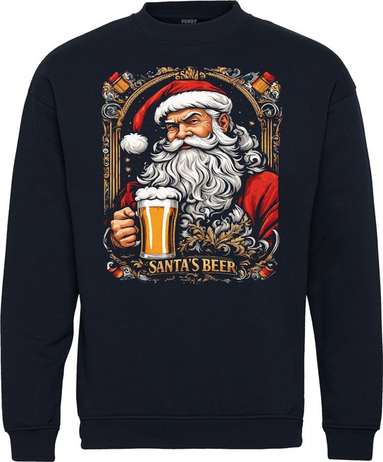 Kersttrui Santa's Beer | Foute Kersttrui Dames Heren | Kerstcadeau | Kerstpakket | Navy | maat 3XL