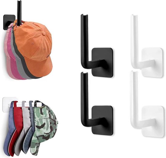 Metalen Hoedenrek  Geen Boren Nodig , Opbergdoos Voor Honkbalpetten Geschikt Voor 20 Petten Aan De Muur Te Bevestigen Opbergdoos Voor Honkbalpetten Hoedenrek In 2 Pack Geschikt Voor Alle Muren Zwart