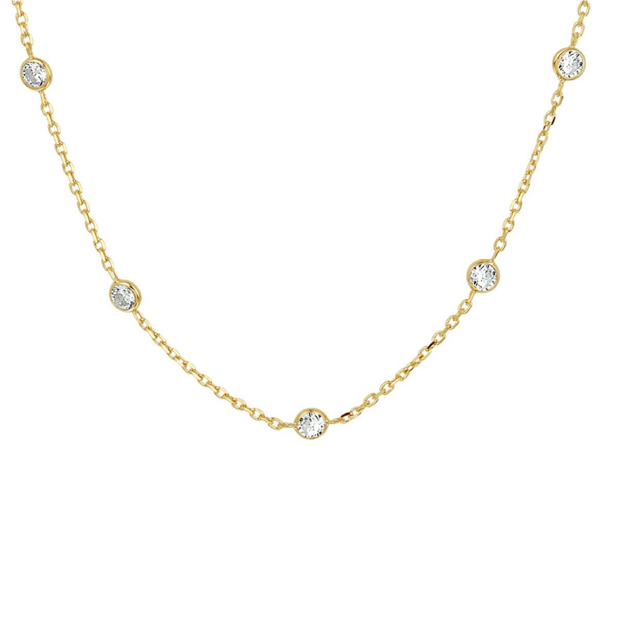 zilver verguld (geel) collier zirkonia 40 + 4 cm 3 micron 2103333