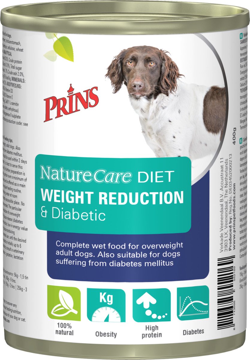 Prins NatureCare Diet Weight Reduction&Diabetic Hondenvoer Nat 400 gr