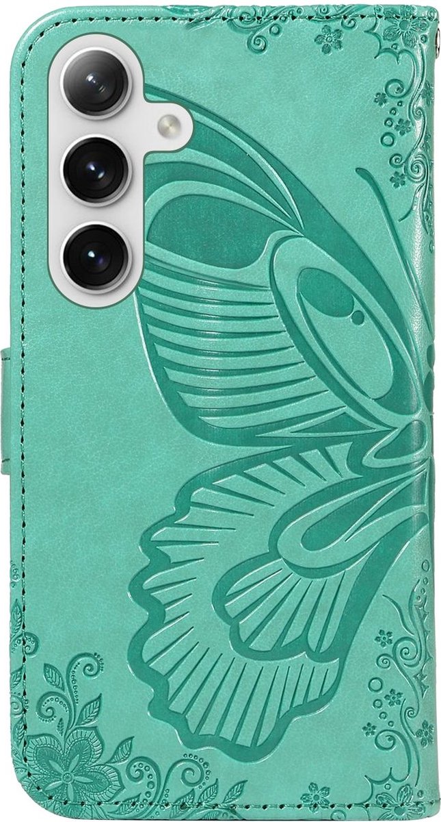 Mobigear Telefoonhoesje geschikt voor Samsung Galaxy S25 Plus Hoesje | Mobigear Butterfly Bookcase Portemonnee | Pasjeshouder voor 2 Pasjes | Telefoonhoesje voor Pinpas / OV Kaart / Rijbewijs - Groen