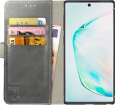 Rosso Element Book Case Wallet Hoesje Geschikt voor Samsung Galaxy Note 10 | Portemonnee | 3 Pasjes | Magneetsluiting | Stand Functie | Grijs