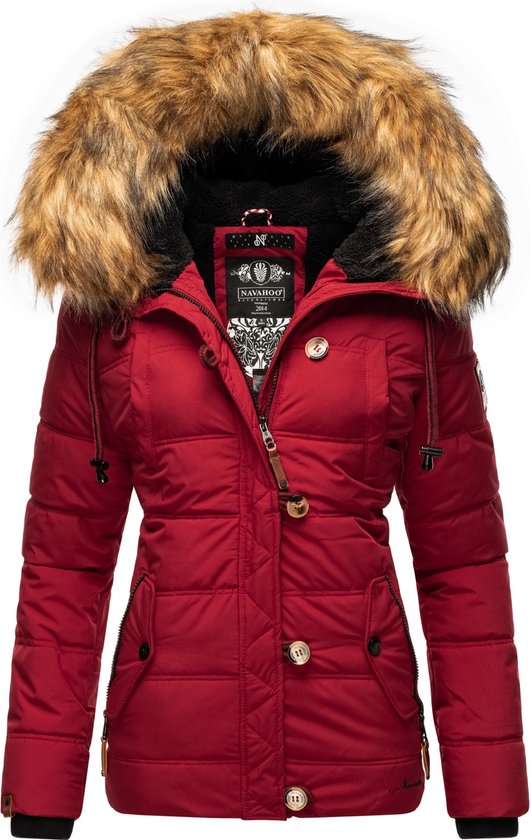 Navahoo Zoja Rembourré Et Coupe-Vent - Veste D'hiver Femme - Adulte - À Capuche - Rouge Foncé - S