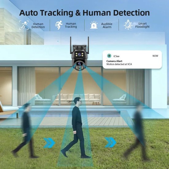 Botec WIFI beveiligingscamera voor buiten - beveiligingscamera's - buitencamera - met Dubbele Lens en AI Menselijke Detectie - nachtzicht tot 25 meter van Botec — afbeelding 2