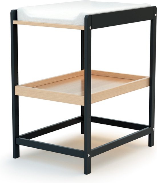AT4 - Verschoontafel met 1 plank CONFORT in hout Grafiet Grijs en Beuken