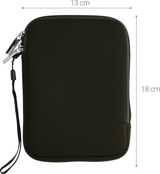 kwmobile Neoprene e-Reader Pouch Size 6" eReader - Universal eBook Sleeve Case with Zipper - Dark Green van kwmobile — afbeelding 5