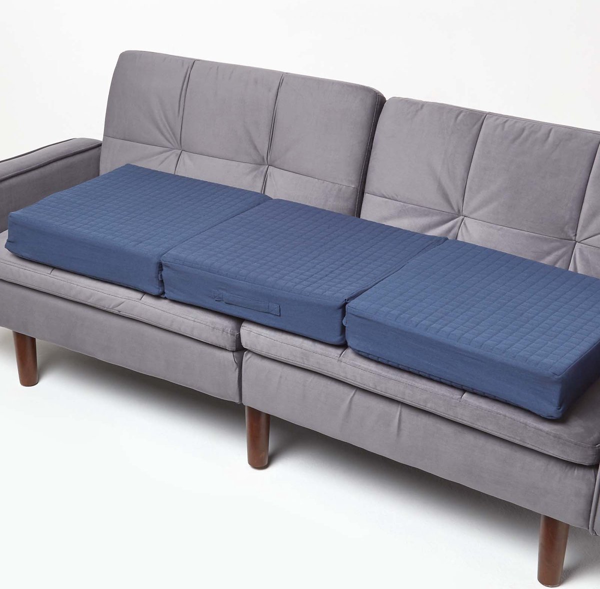 Homescapes bankkussen 150 x 50 cm voor 3-zits, donkerblauw - groot orthopedisch zitkussen Dunkelblauw