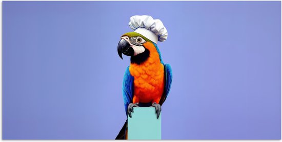Poster 80x40 cm - Papegaai - Koksmuts - Vogel - Leuk - Posters - Wanddecoratie keuken - Muurdecoratie woonkamer - Decoratieve accessoires - Kamer muur decoratie
