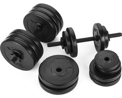 Gymtek® Halterset 30kg - 2x Haltergrepen - 8x 2,5kg, 4x 1,25kg, 4x 1kg - Halterset voor Krachttraining, Workout - Halters voor Thuisgymnastiek