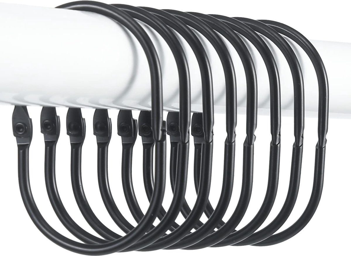 La'Moussawi ® en Stijlvolle Metalen Ringen voor Douchestang met Eenvoudige Snap-Sluiting