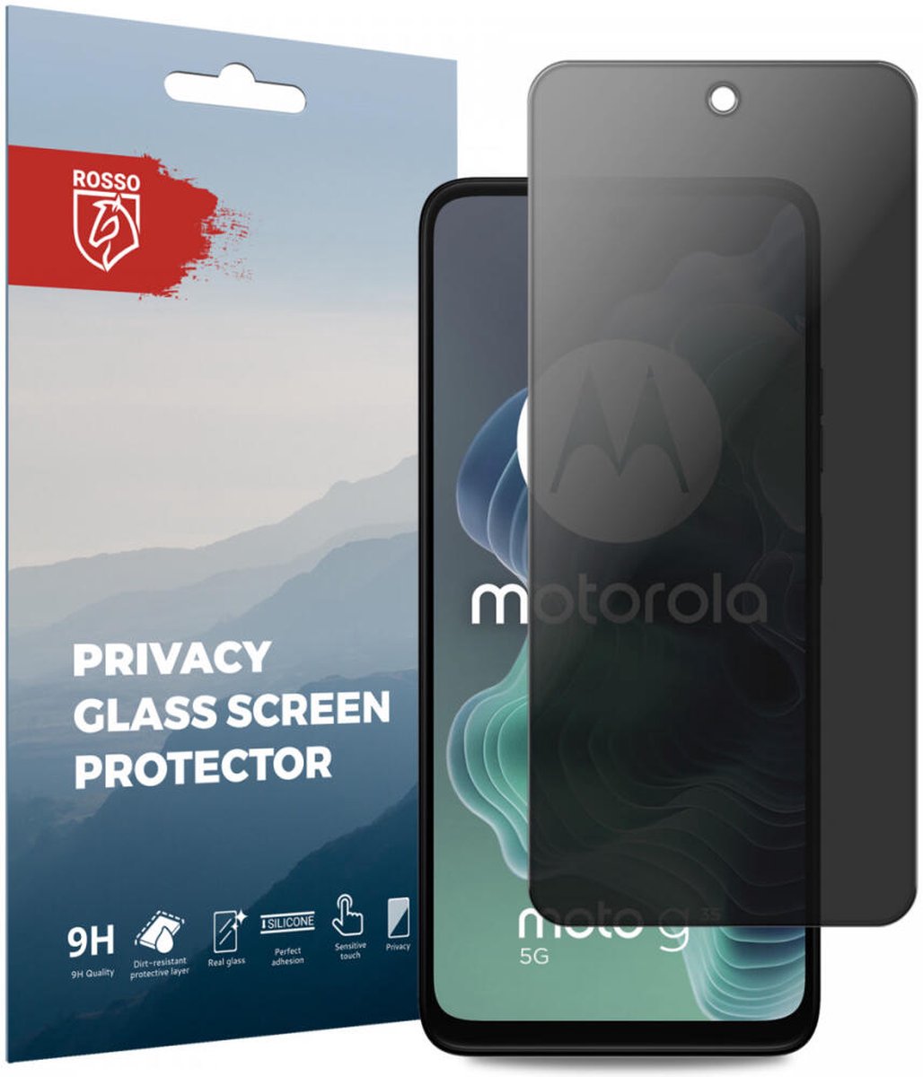 Rosso Privacy Screen Protector Geschikt voor de Motorola Moto G35 - 9H Gehard Glas - Case Friendly Tempered Glass - Eenvoudige Installatie
