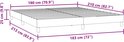 Lichtgrijze boxspring met afmetingen 180x210 cm, voorzien van afmetingen.