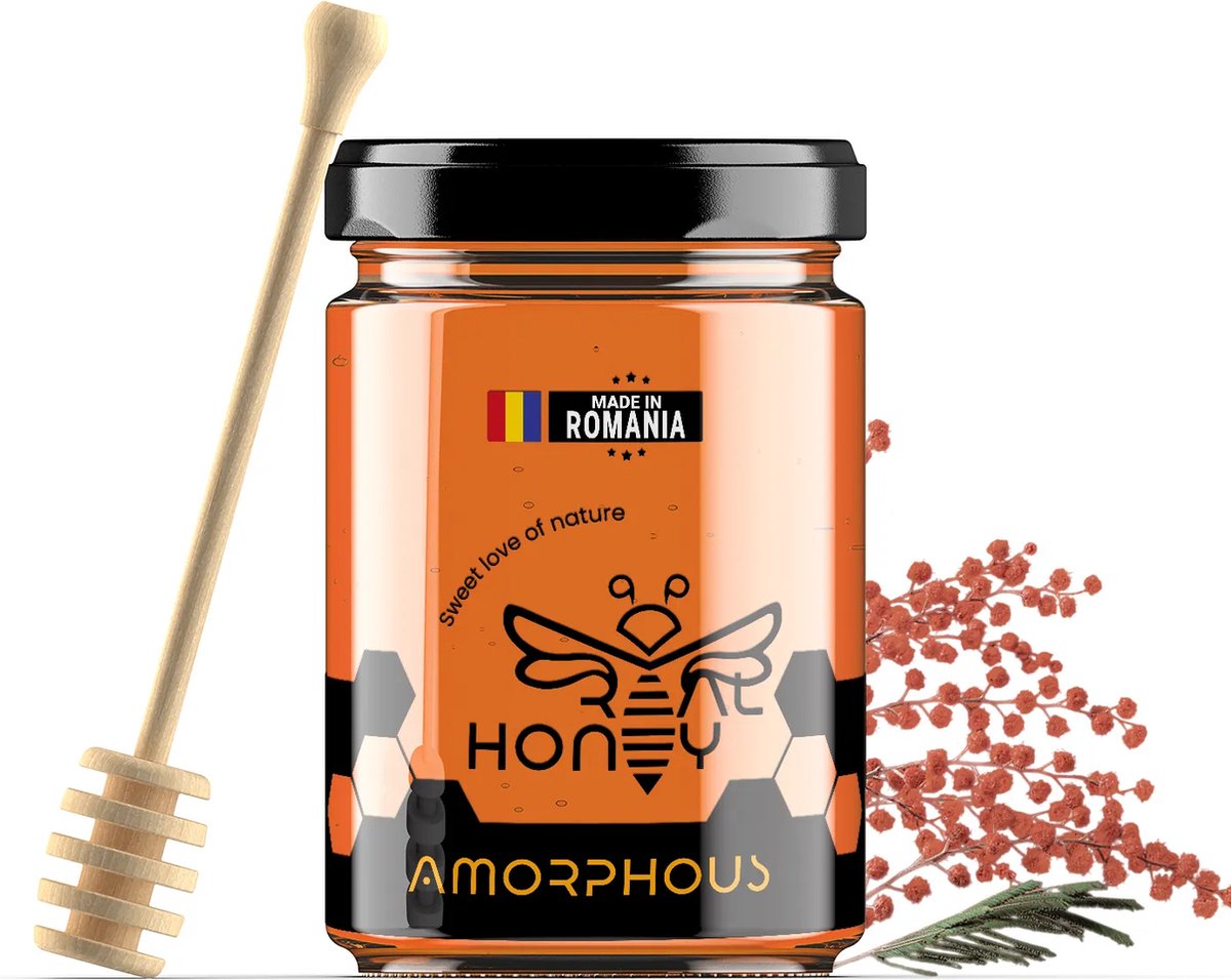 Goedkoopste Real Honey Roemeense Amorfa Honing - 450g - Zeldzaam - Specialiteit uit Donaudelta