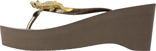 Uzurii Gold Crocodile Switch Sandales à talons hauts pour femmes, taupe, taille: 35/36