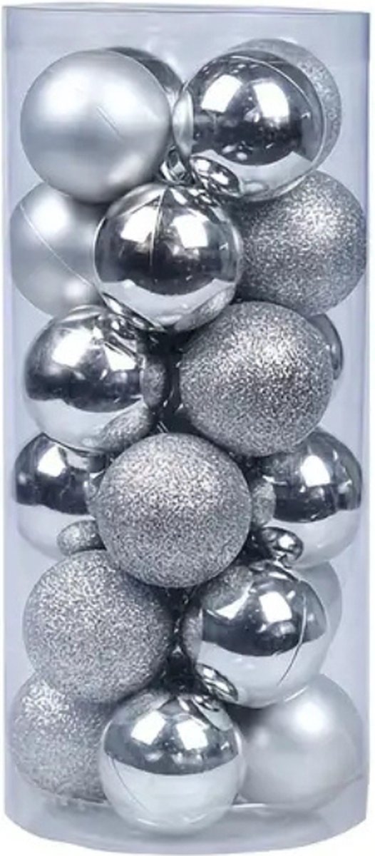 Bovista Kerstballen - Kerstversiering - Plastic - Zilver - 24 stuks